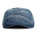 Menico Men Denim Breathable Sunshade Short Brim Casual Vintage Forward Hats Beret Flat Caps