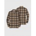 Fashion Brown Retro Plaid Printing Men‘s Long Sleeve Polo