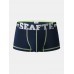 Mens Contrast Piping Cotton Breathable Letter Embroidery Waistband Boxers Underwear With Pouch