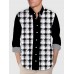 Plaid Series White Tartan Scottish And Black Stitching Men's Long Sleeve Shirt