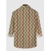 Medieval Pattern Khaki Vertical Stripes Waves Printing Men's Long Sleeve Shirt