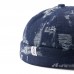 Men Denim Distressed Ripped Trendy All  match Adjustable Brimless Beanie Landlord Caps Skull Caps