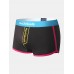 Mens Letter Print Contrast Colors Breathable Boxers Mid Waist Underwear