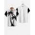 White and Black Matching Palms Coconut Tree Printing Men's Short Sleeve Shirt