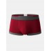 Mens Contrast Cotton Breathable Antibacterial Underwear Waistband Boxers With Pouch