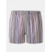 Mens 100  Cotton Colorful Striped Print Loose Fit Elastic Waist Breathable Home Boxers