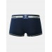 Mens Contrast Piping Cotton Breathable Letter Embroidery Waistband Boxers Underwear With Pouch