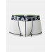 Mens Contrast Piping Cotton Breathable Letter Embroidery Waistband Boxers Underwear With Pouch