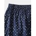 Mens 100  Cotton Polka Dot Print Thin Breathable Button Fly Home Elastic Waist Boxers